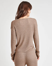 Splendid Georgie Rib Sweater in Tawny Heather