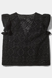 Sofie Schnoor  Eyelet Tie Front Cap Sleeve