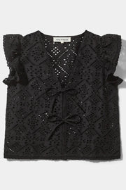 Sofie Schnoor  Eyelet Tie Front Cap Sleeve