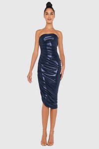 Norma Kamali Lame Strapless Diana Dress