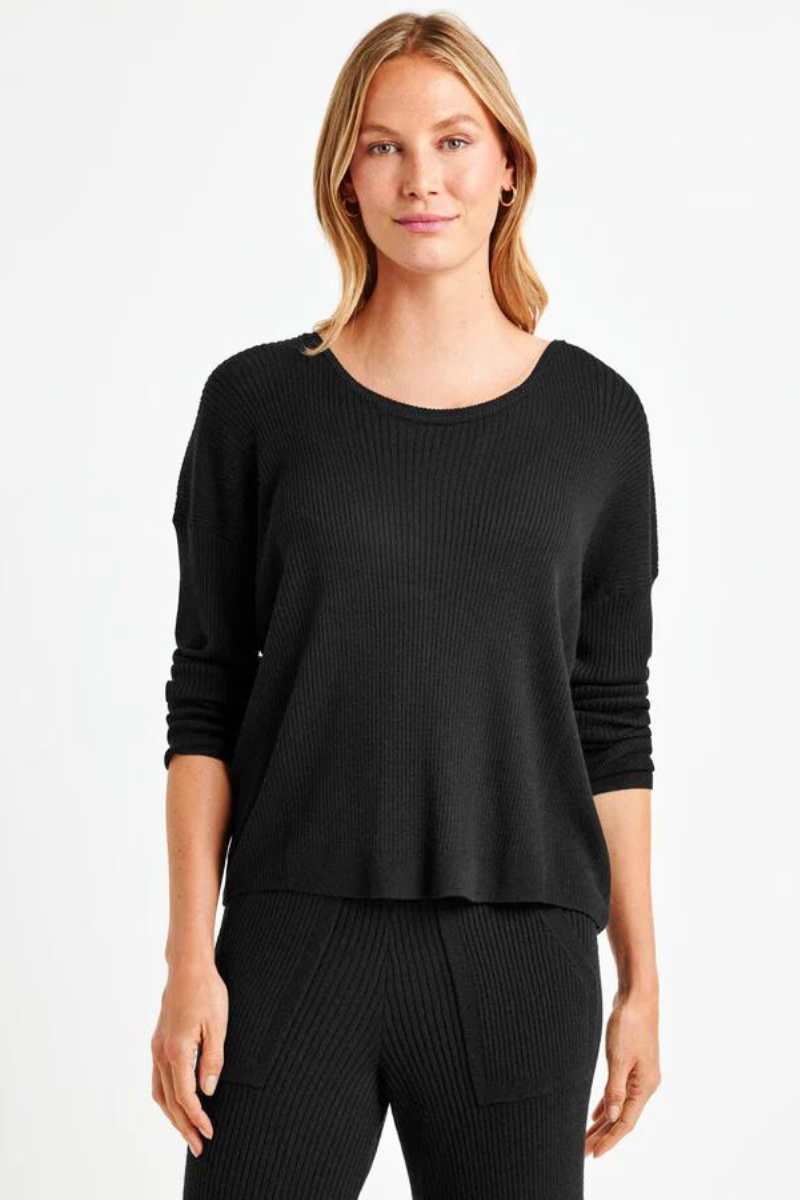 Splendid Georgie Rib Sweater in Black