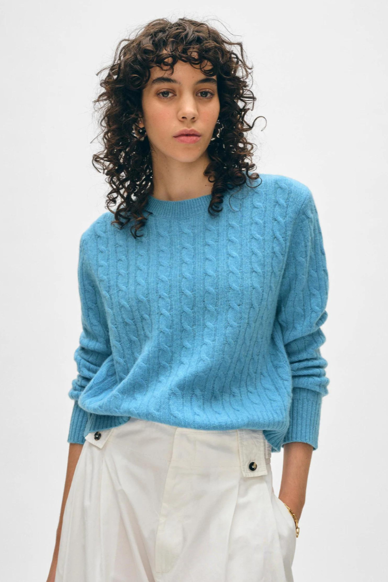 White & Warren Cashmere Featherweight Cable Crewneck