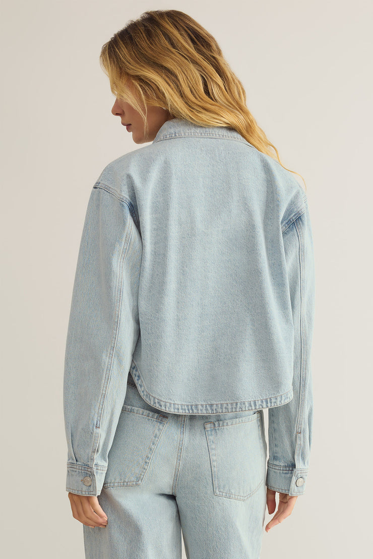 Z Supply All Day Cropped Denim Jacket in Faded Indigo