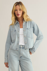 Z Supply All Day Cropped Denim Jacket in Faded Indigo