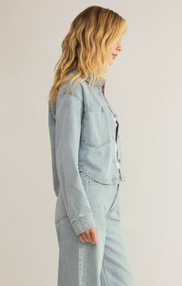 Z Supply All Day Cropped Denim Jacket in Faded Indigo