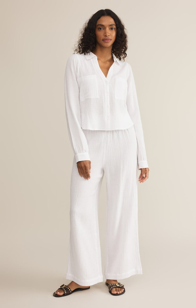 Z Supply Cassidy Gauze Full Length Pant in White