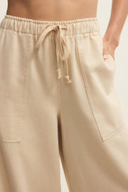 Beige pants with drawstring waist