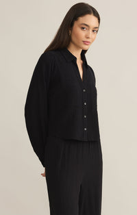 Z Supply Campo Gauze Button Up Top in Black