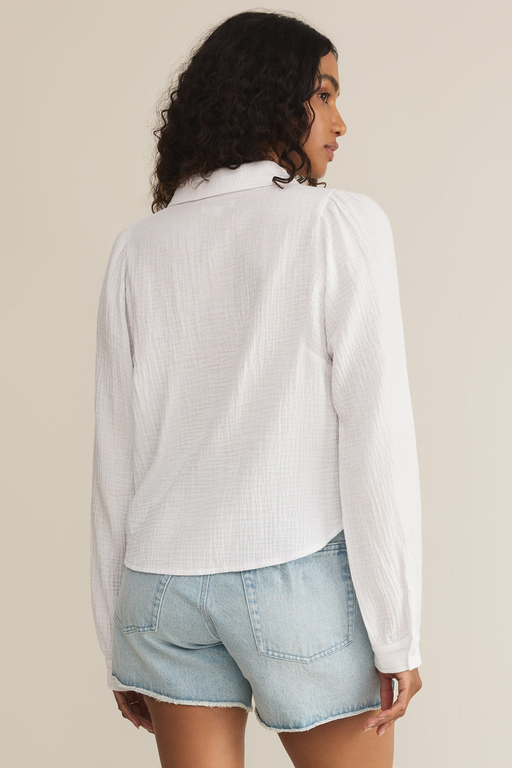 Z Supply Campo Gauze Button Up Top in White