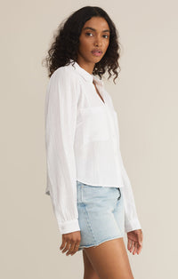 Z Supply Campo Gauze Button Up Top in White