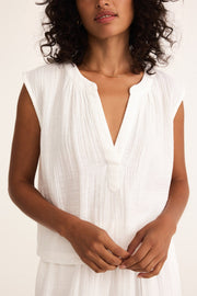 Z Supply Cliffside V-Neck Airy Top in White