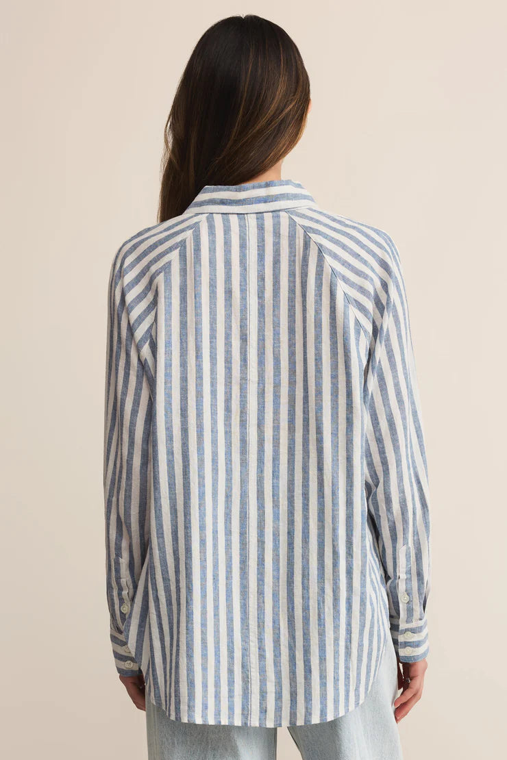 Z Supply Perfect Linen Striped Button Up Shirt