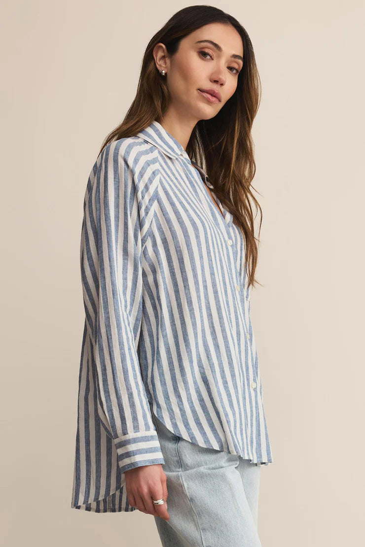 Z Supply Perfect Linen Striped Button Up Shirt
