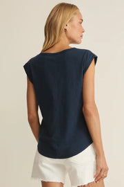 Navy sleeveless v-neck t-shirt 