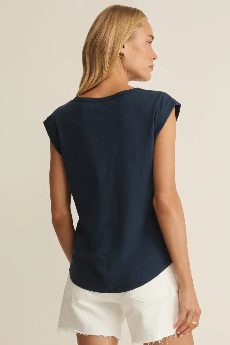 Navy sleeveless v-neck t-shirt 