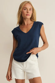 Navy sleeveless v-neck t-shirt 