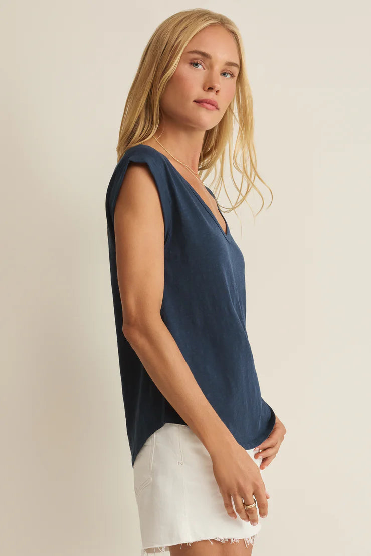 Navy sleeveless v-neck t-shirt 