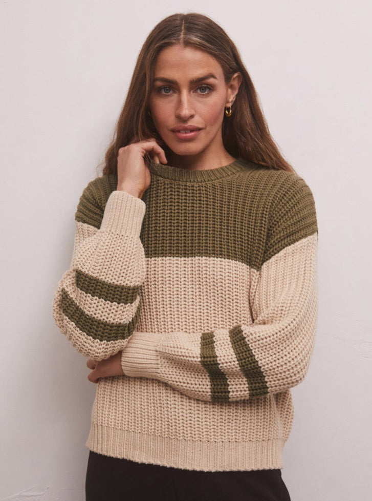 Z Supply Lyndon Color Block Sweater in Kelp