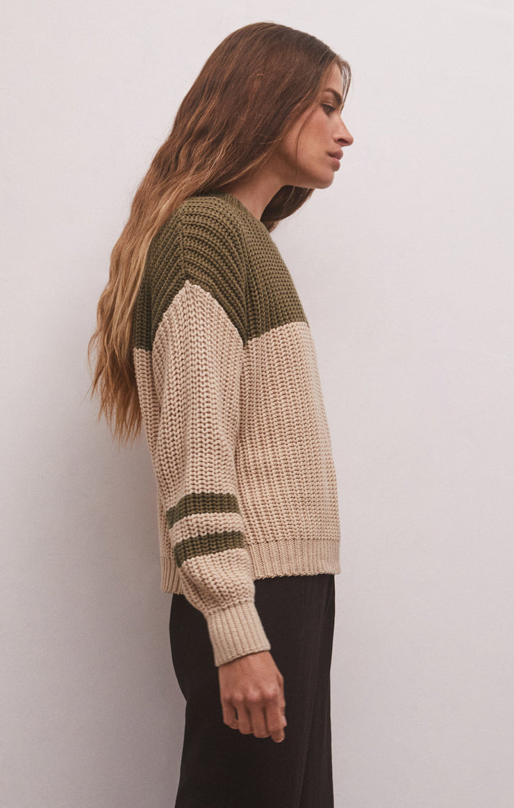 Z Supply Lyndon Color Block Sweater in Kelp