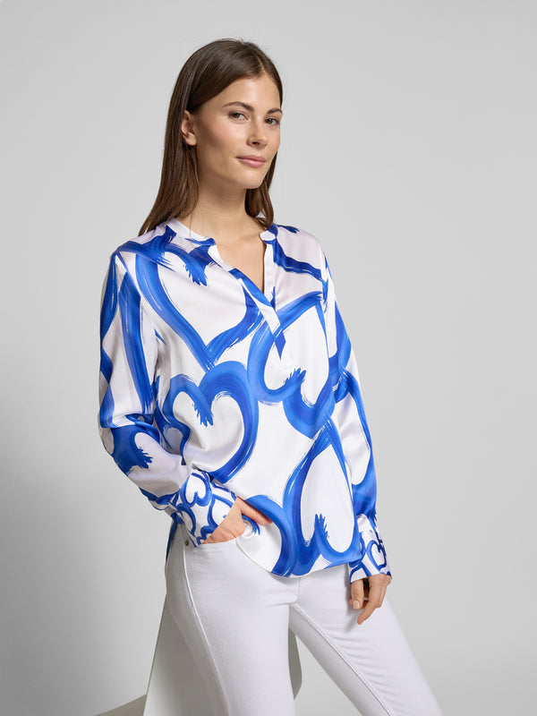 Herzen Blue Heart Silk Blouse