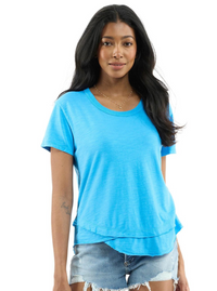 Chrldr Ava Mock Layer T Shirt in Malibu Blue - Size XL Available