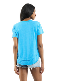 Chrldr Ava Mock Layer T Shirt in Malibu Blue - Size XL Available