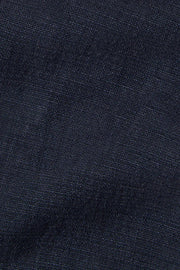 Navy wide-leg pull-on pants with an elastic waistband, fabric detail