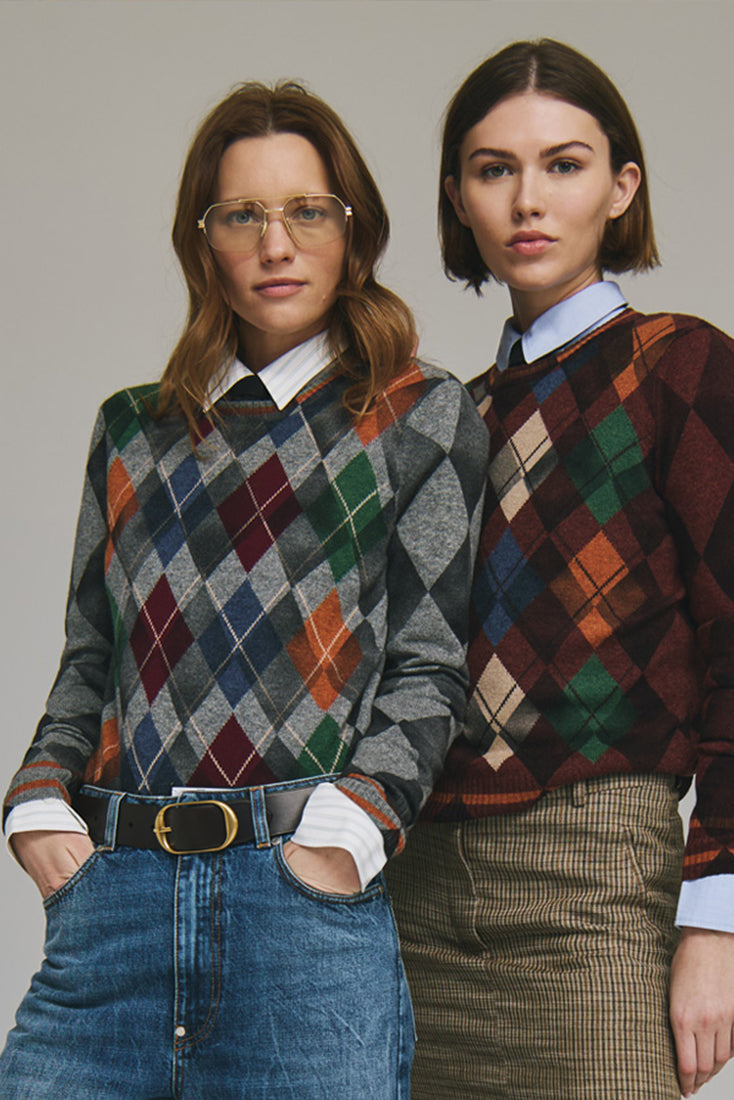 100% Cashmere Argyle Sweater – Preppy Meets Cool in the Ultimate Fall Knit