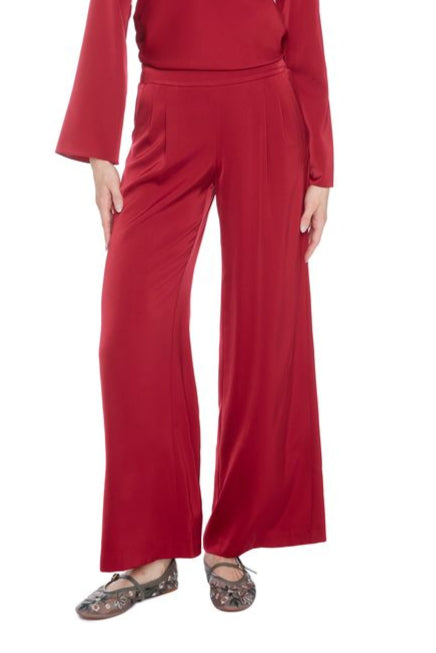 Lava Red Wide Leg Satin Pant – Bold, Fluid, and Fiercely Flattering By ILTM