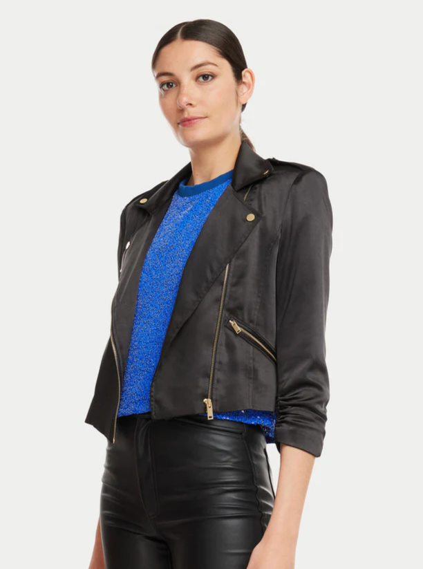 Generation Love Colleen Satin Moto Jacket - Size S Available
