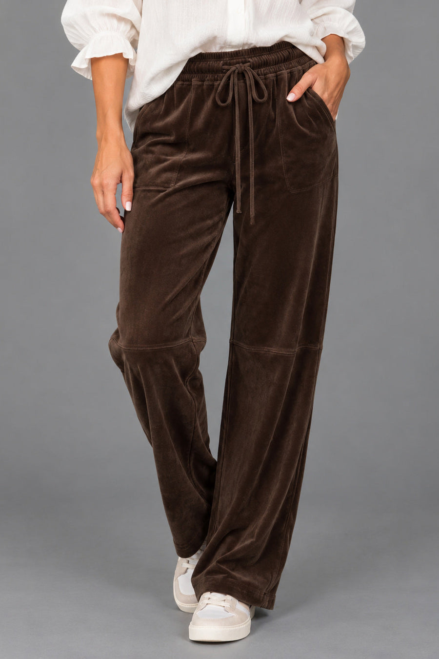 dark brown suede pants with draw string 
