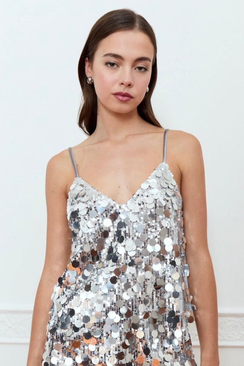 Deluc Mentha Sequin Cami in Silver