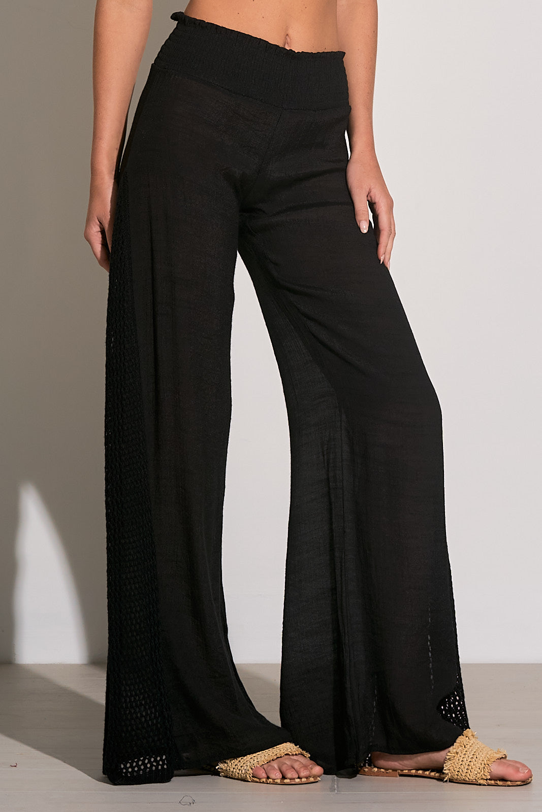 Elan Crochet Insert Wide Leg Pant