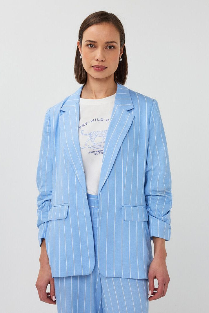 Light blue pinstripe blazer