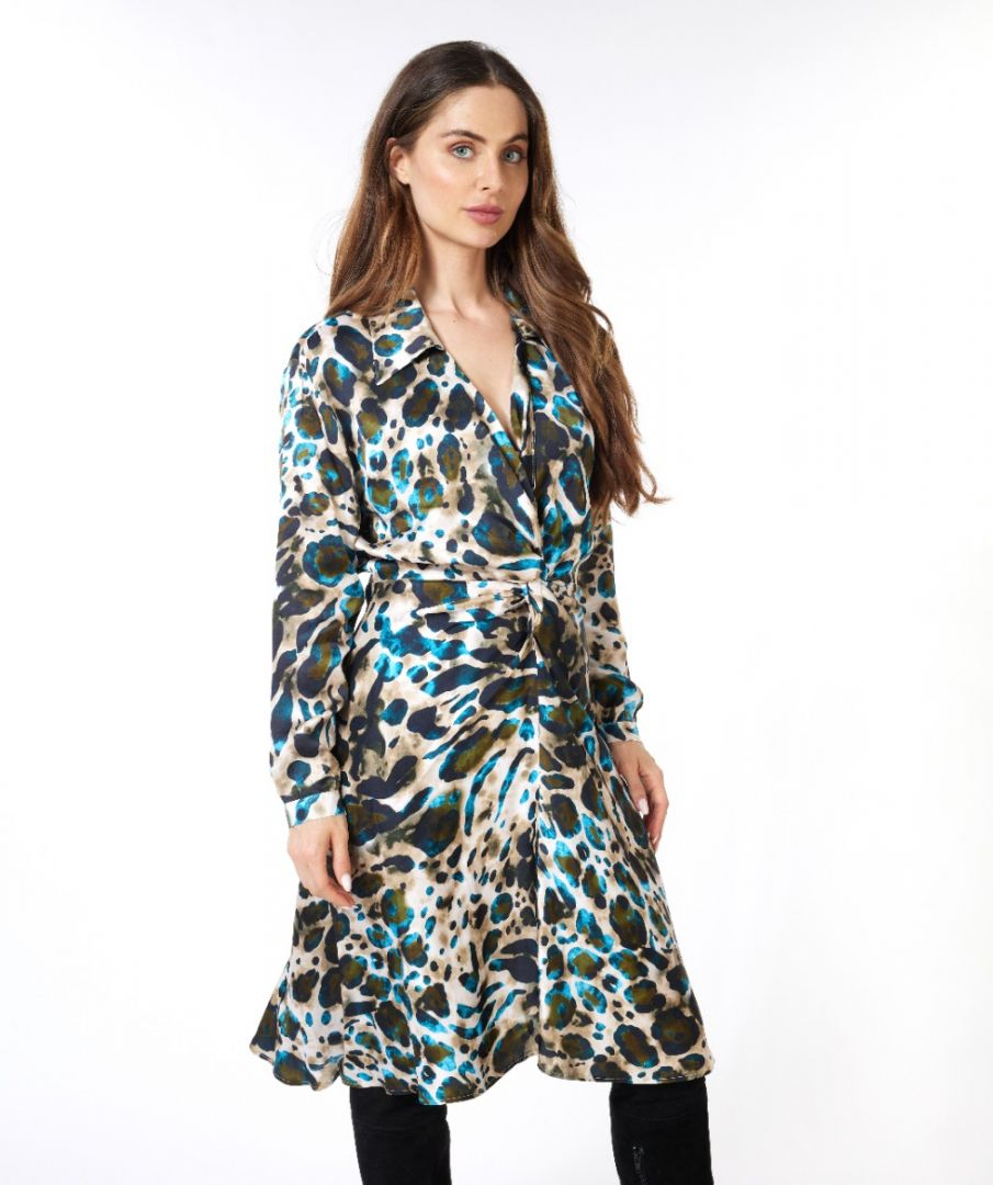 Esqualo Twist Front Leopard Print Dress