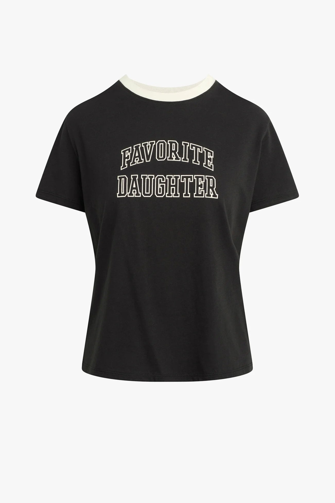 Black t-shirt with 'FAVORITE DAUGHTER' text