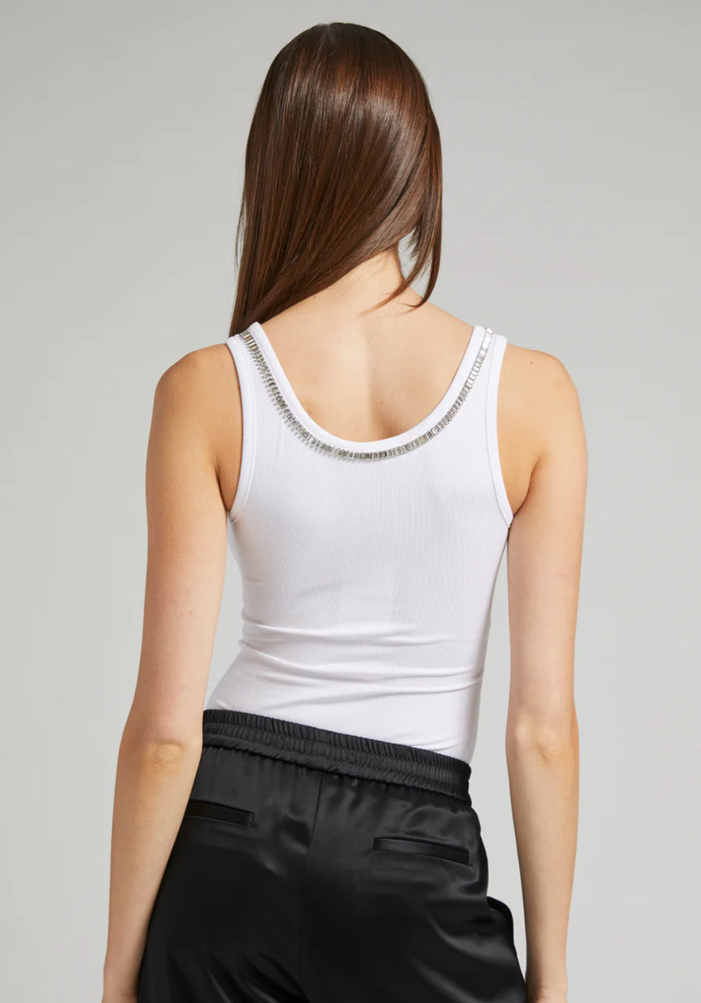 Generation Love Ziggy Crystal Trim Tank in White - Size S Available