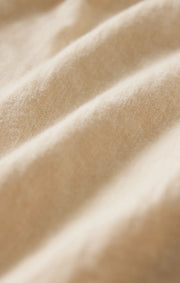 beige crewneck short-sleeve T-shirt, fabric detail