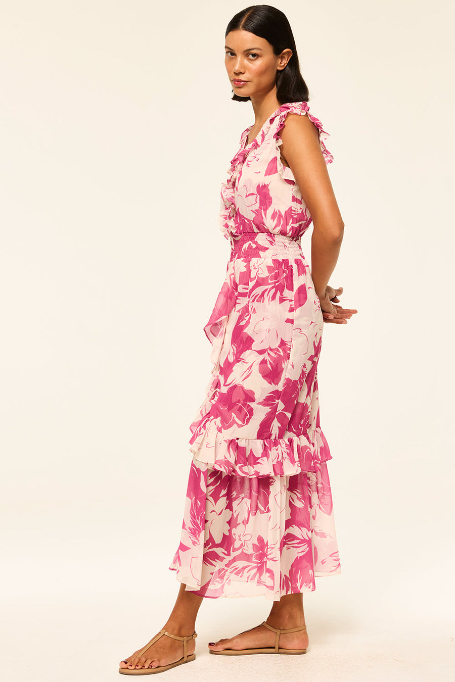 Misa Kidada Ruffle Chiffon Dress