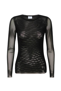 Misa Lula Solid Black Mesh Top in Black