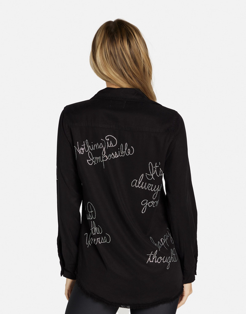 Lauren Moshi Sloane Crystal Affirmations Shirt