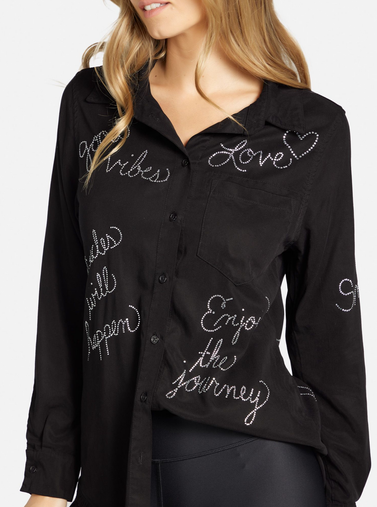 Lauren Moshi Sloane Crystal Affirmations Shirt
