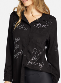 Lauren Moshi Sloane Crystal Affirmations Shirt