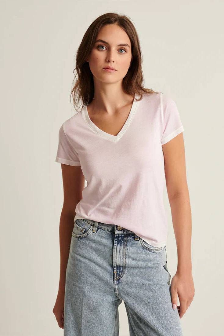 Patrick Assaraf Pima Claasic Rev Spray V-Neck Tee