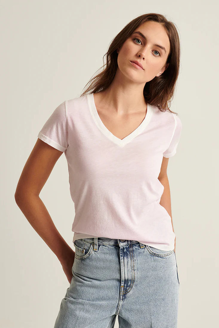 Patrick Assaraf Pima Claasic Rev Spray V-Neck Tee