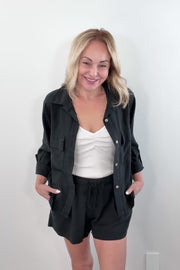 Astrid Beach Boyfriend Shirt in Black