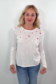 CHRLDR Embroidered Hearts LS Perfect Tee