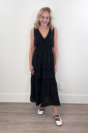 Astrid Ellisse Cotton Eyelette Dress in Black