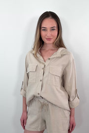 Astrid Beach Boyfriend Shirt in Sand