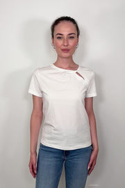 A Modern Take on the Classic Ladies White Tee - Taya Twist Neck Tee by Nation Los Angeles